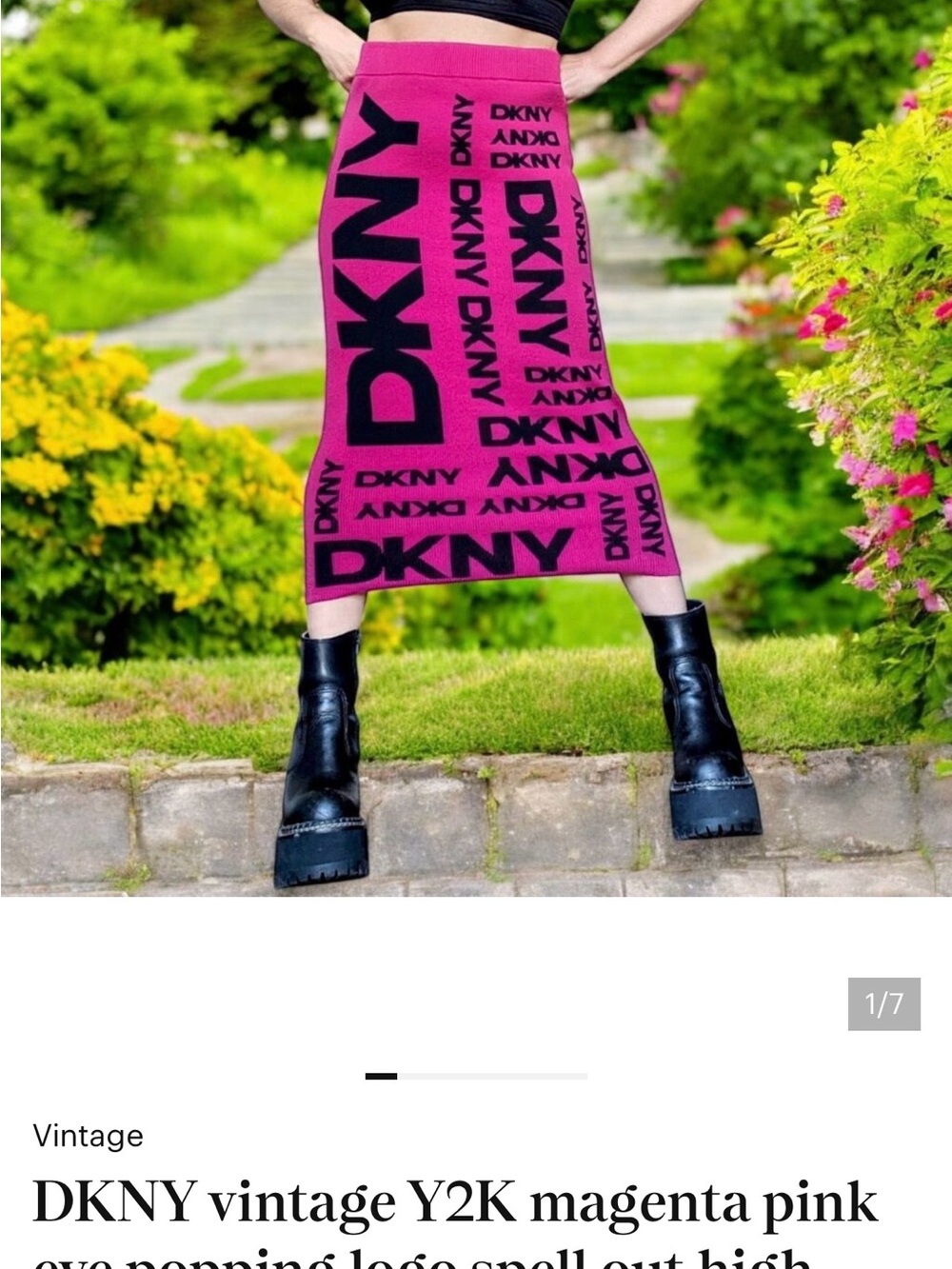 DKNY Hot Pink Logo Knit pencil skirt